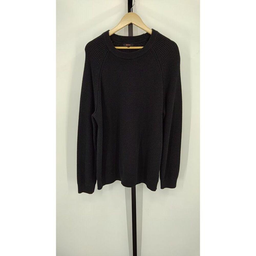 Quince Black Ribbed Crewneck Sweater